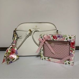 Nanette Lepore Thea Dome Faux Leather Crossbody Bag & Double Zip Pouch-New